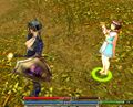 Young Gwen playing her flute for injured (low-health) player